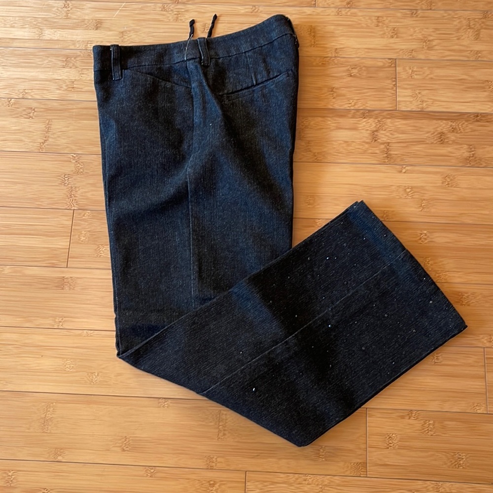 Jones New York Sport Premium Denim Wide Leg Trouser Jeans Onyx Wash w/ sparkles